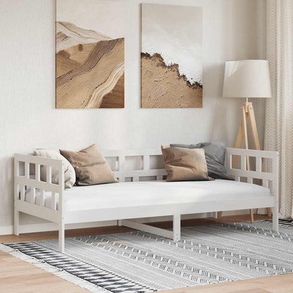 vidaXL Day Bed | White | Solid pine wood | Single