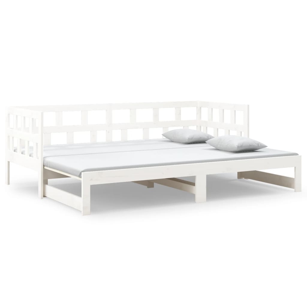 vidaXL Day Bed | White | Solid pine wood | 2x