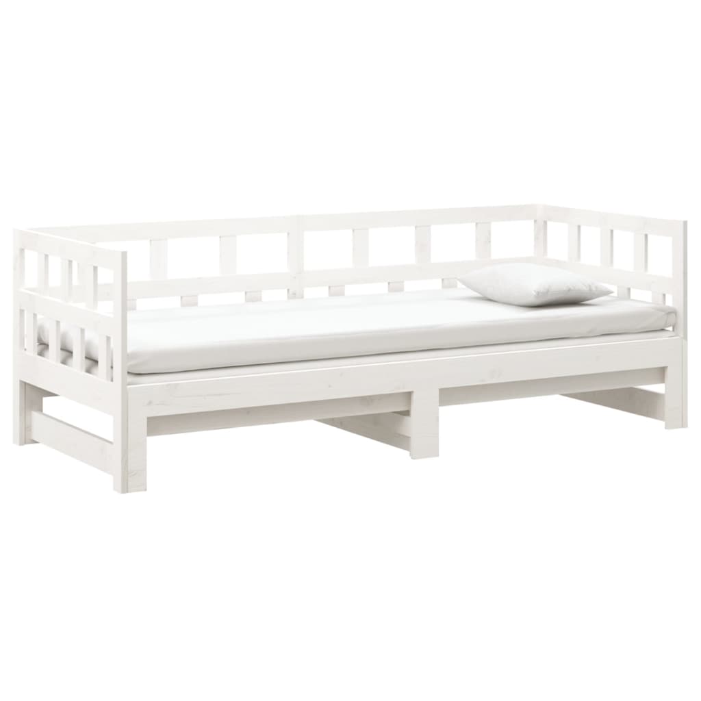 vidaXL Day Bed | White | Solid pine wood | 2x