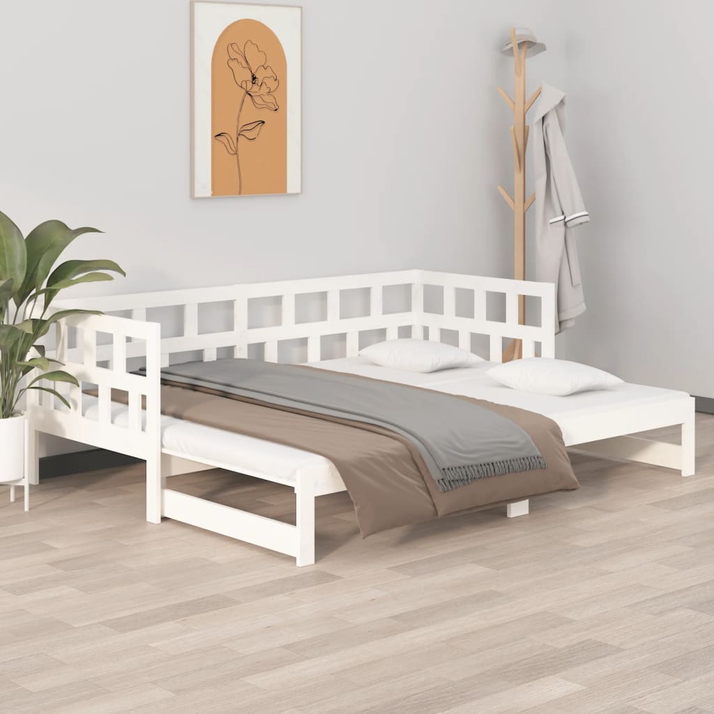 vidaXL Day Bed | White | Solid pine wood | 2x