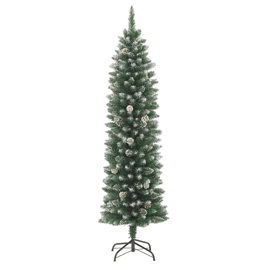 vidaXL Artificial Slim Christmas Tree with Stand 240 cm PVC