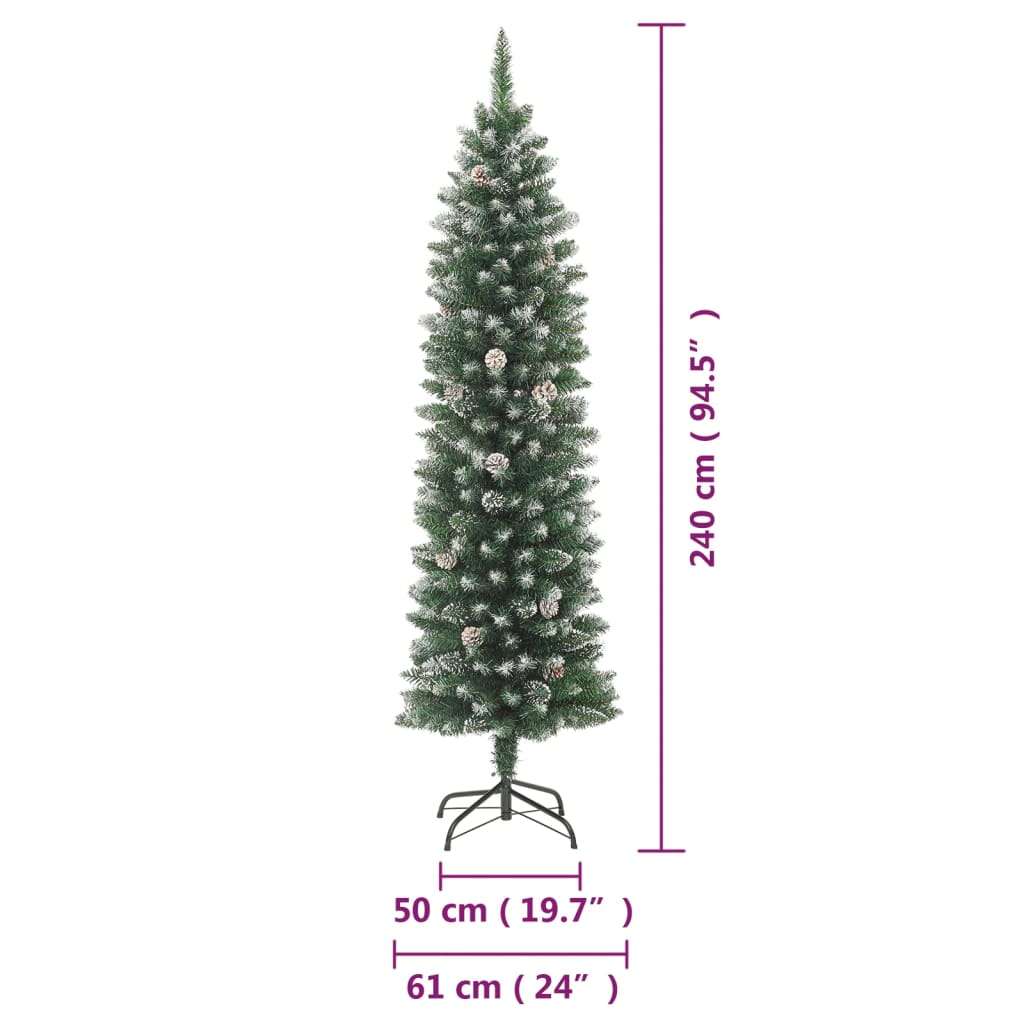 vidaXL Artificial Slim Christmas Tree with Stand 240 cm PVC