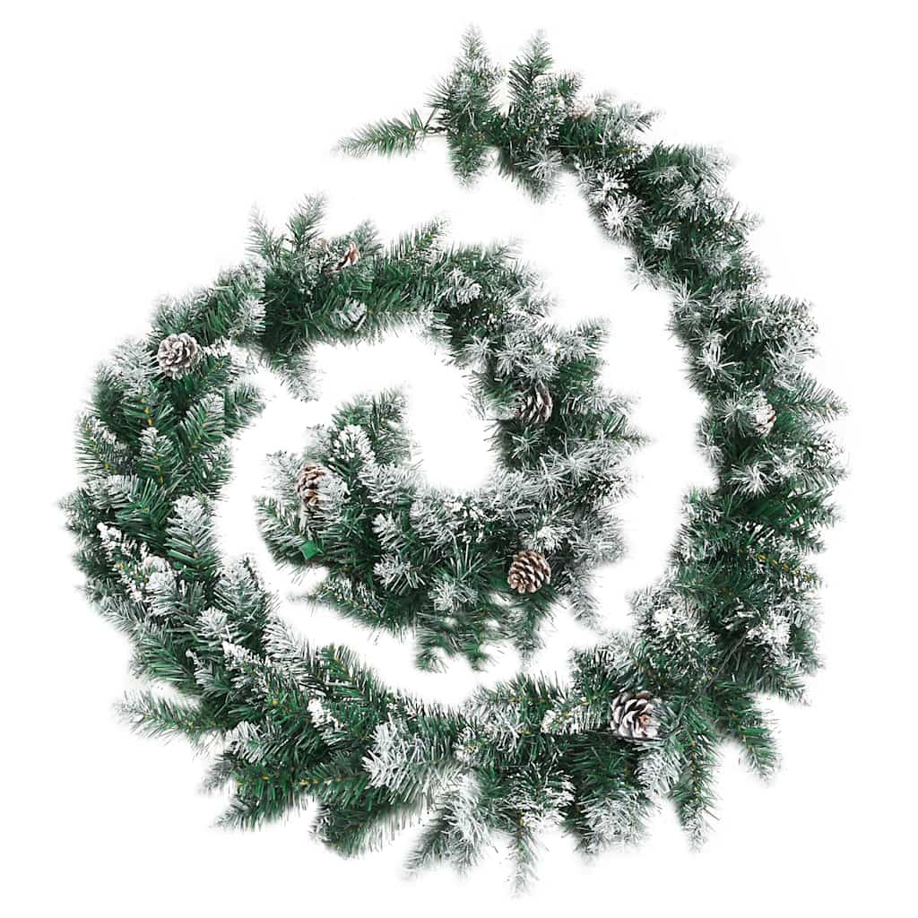 vidaXL Christmas Garland with LED Lights Green 2.7 m PVC