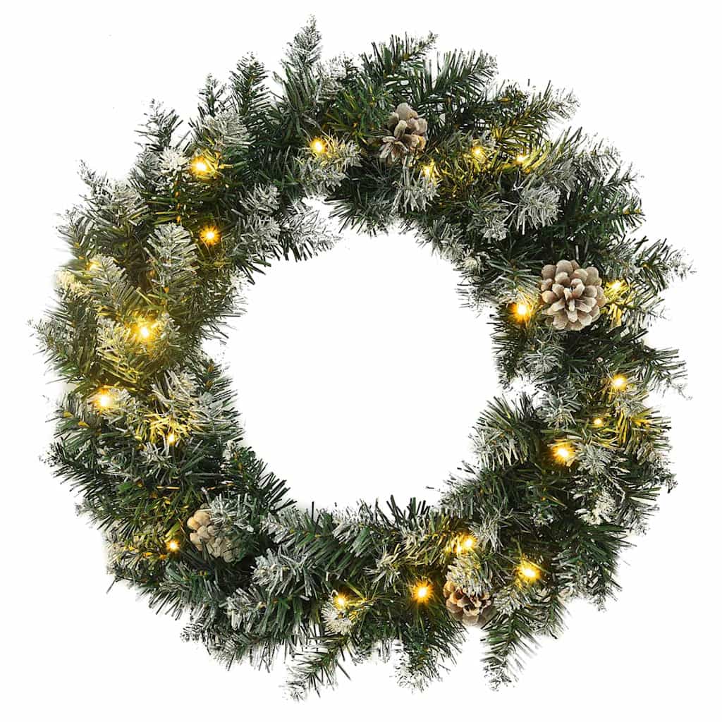345171 vidaXL Christmas Wreath with LED Lights Green 45 cm PVC