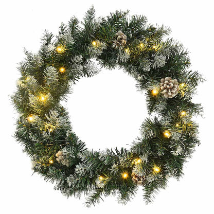 345171 vidaXL Christmas Wreath with LED Lights Green 45 cm PVC