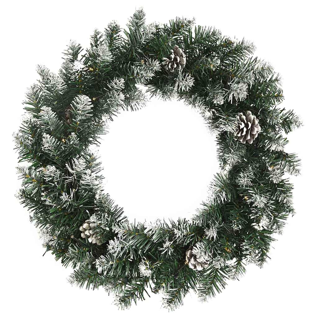 345171 vidaXL Christmas Wreath with LED Lights Green 45 cm PVC