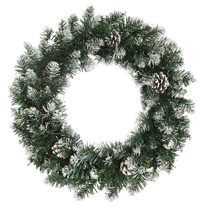 345171 vidaXL Christmas Wreath with LED Lights Green 45 cm PVC