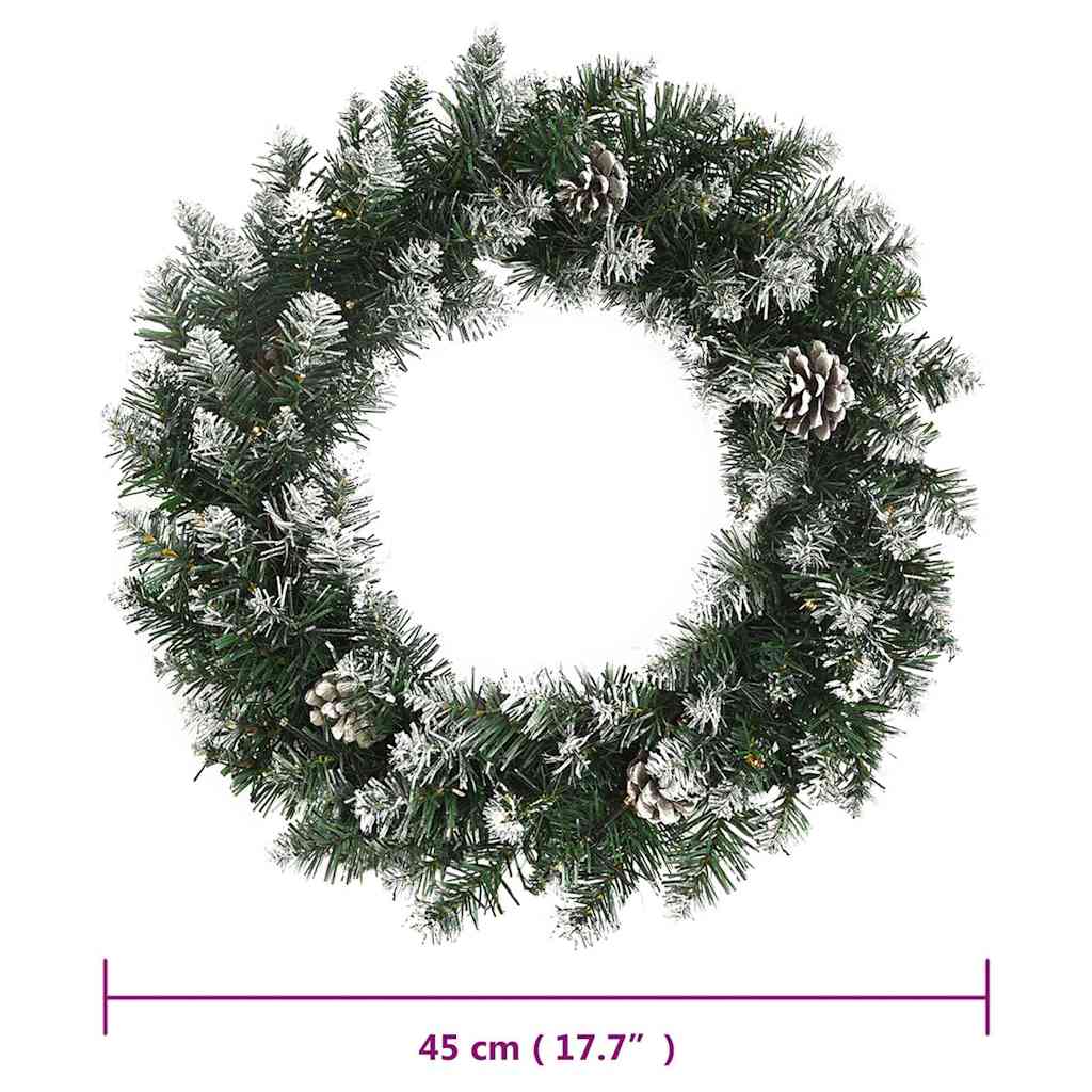 345171 vidaXL Christmas Wreath with LED Lights Green 45 cm PVC