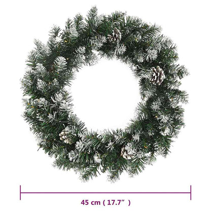 345171 vidaXL Christmas Wreath with LED Lights Green 45 cm PVC