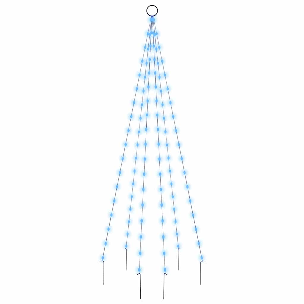 343520 vidaXL Christmas Tree on Flagpole Blue 108 LEDs 180 cm