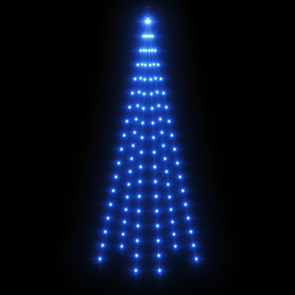 343520 vidaXL Christmas Tree on Flagpole Blue 108 LEDs 180 cm