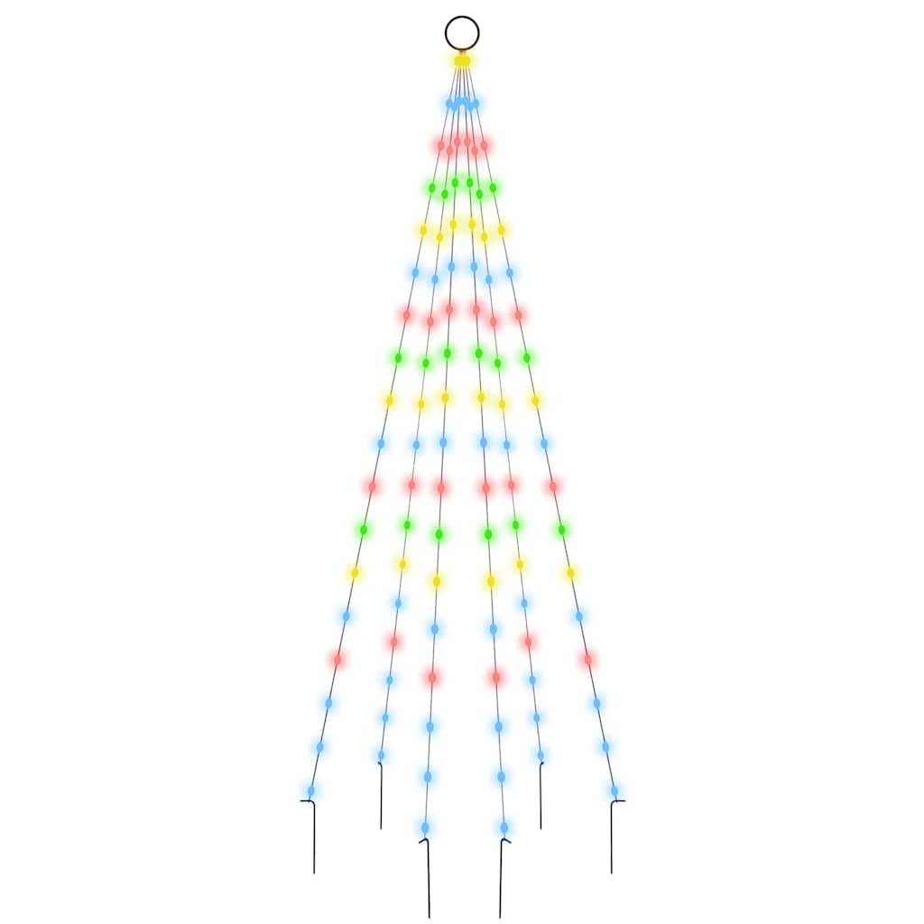 343521 vidaXL Christmas Tree on Flagpole Colourful 108 LEDs 180 cm