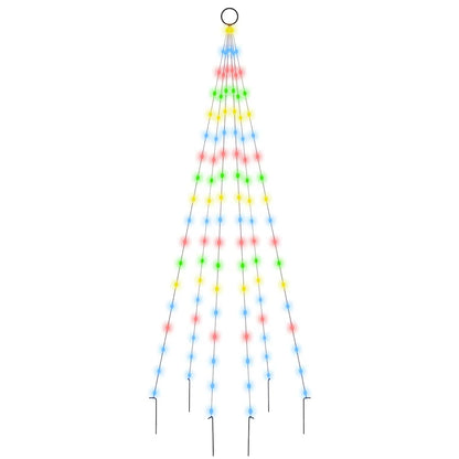 343521 vidaXL Christmas Tree on Flagpole Colourful 108 LEDs 180 cm