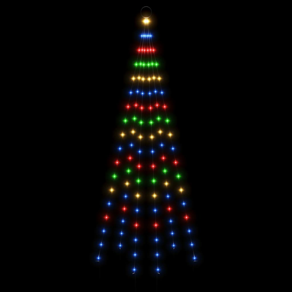 343521 vidaXL Christmas Tree on Flagpole Colourful 108 LEDs 180 cm