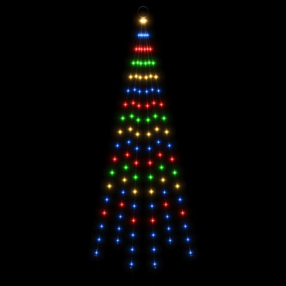 343521 vidaXL Christmas Tree on Flagpole Colourful 108 LEDs 180 cm