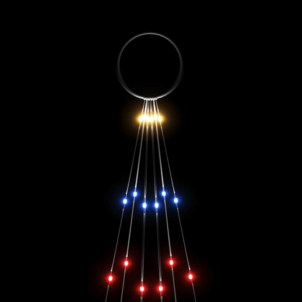 343521 vidaXL Christmas Tree on Flagpole Colourful 108 LEDs 180 cm