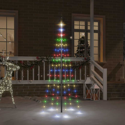 343521 vidaXL Christmas Tree on Flagpole Colourful 108 LEDs 180 cm