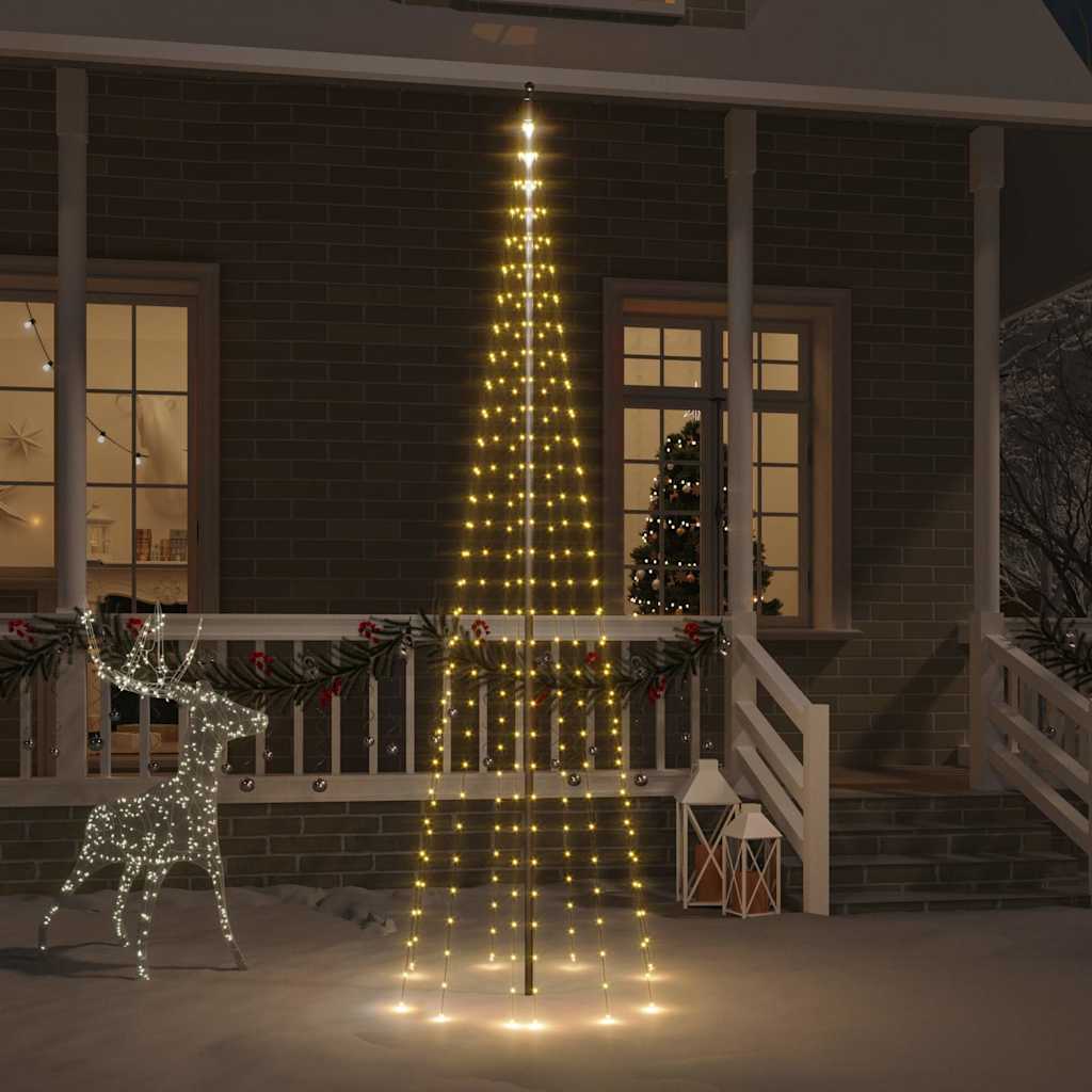 343522 vidaXL Christmas Tree on Flagpole Warm White 310 LEDs 300 cm