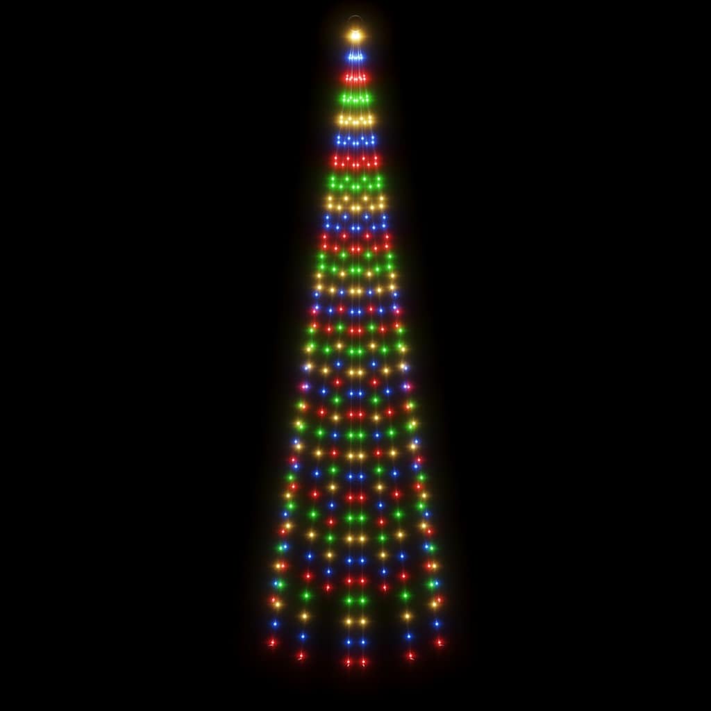 343525 vidaXL Christmas Tree on Flagpole Colourful 310 LEDs 300 cm