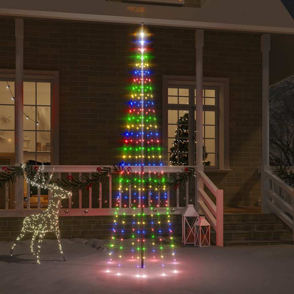 343525 vidaXL Christmas Tree on Flagpole Colourful 310 LEDs 300 cm