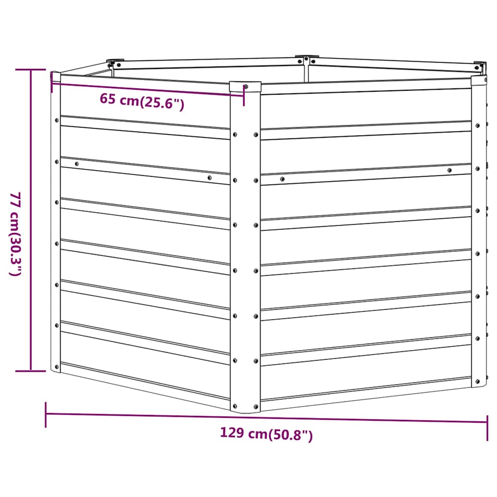 vidaXL Garden Raised Bed Rusty 129x129x77 cm Corten Steel