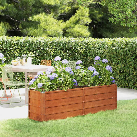vidaXL Garden Raised Bed | Rusty | Corten steel | Large | Decorative Inlays