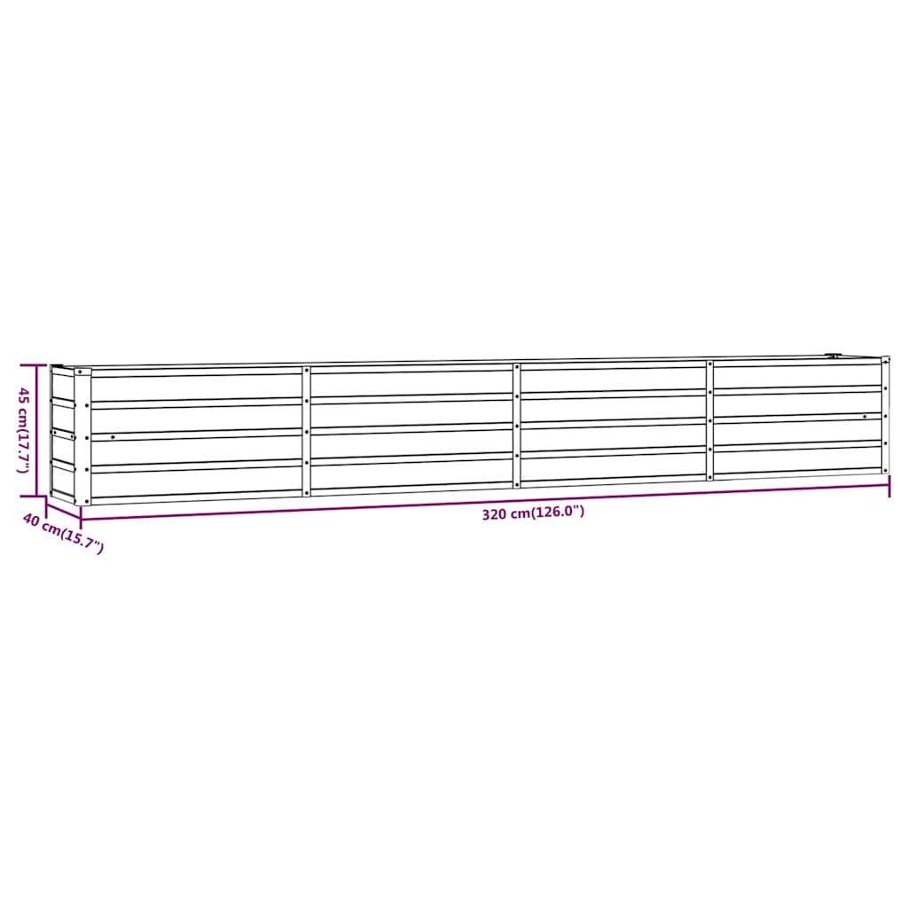 vidaXL Garden Raised Bed | Rusty | Corten steel | 320 x 40 x 45 cm | Durable