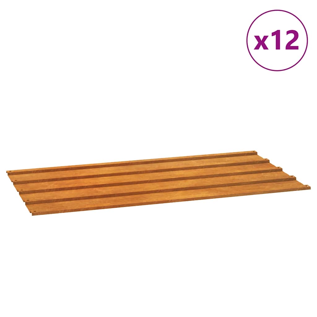vidaXL Roof Panels 12 pcs Rusty 80x44 cm Corten Steel