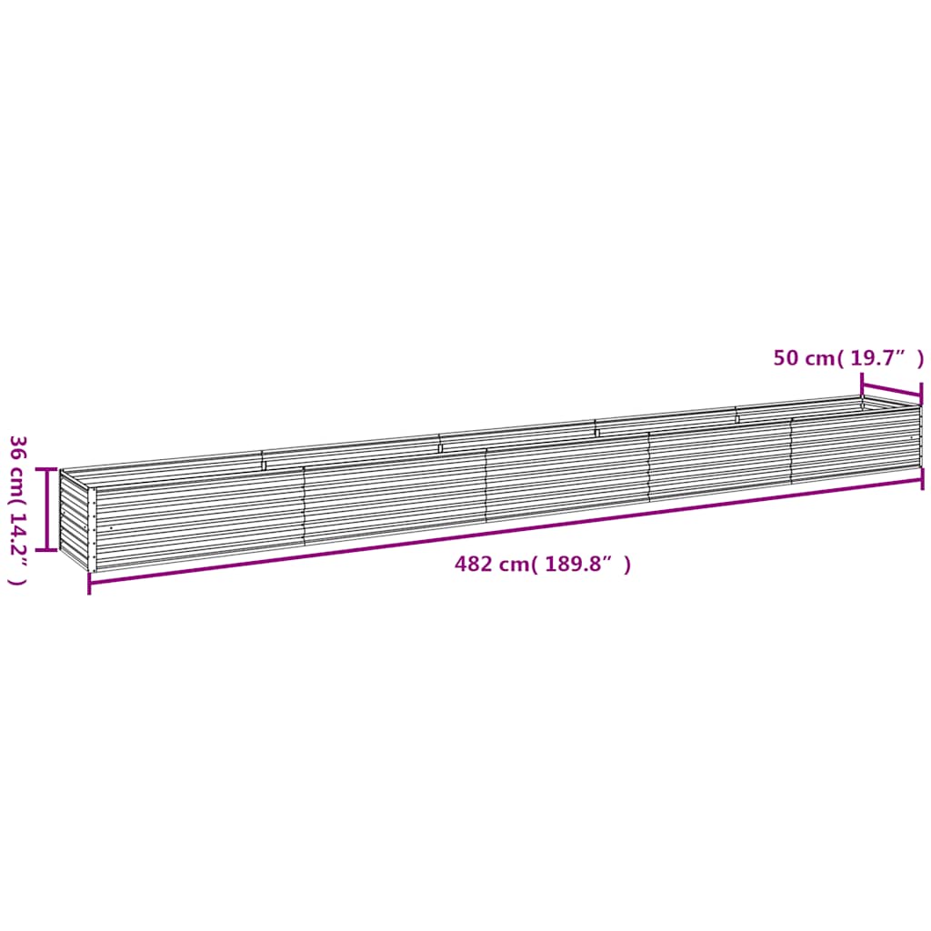 vidaXL Garden Raised Bed 482x50x36 cm Corten Steel