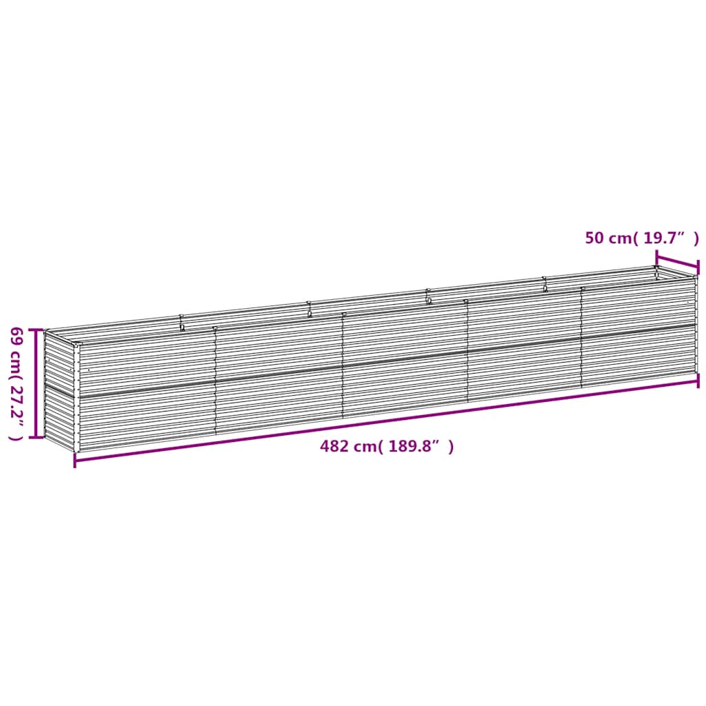 vidaXL Garden Raised Bed 482x50x69 cm Corten Steel