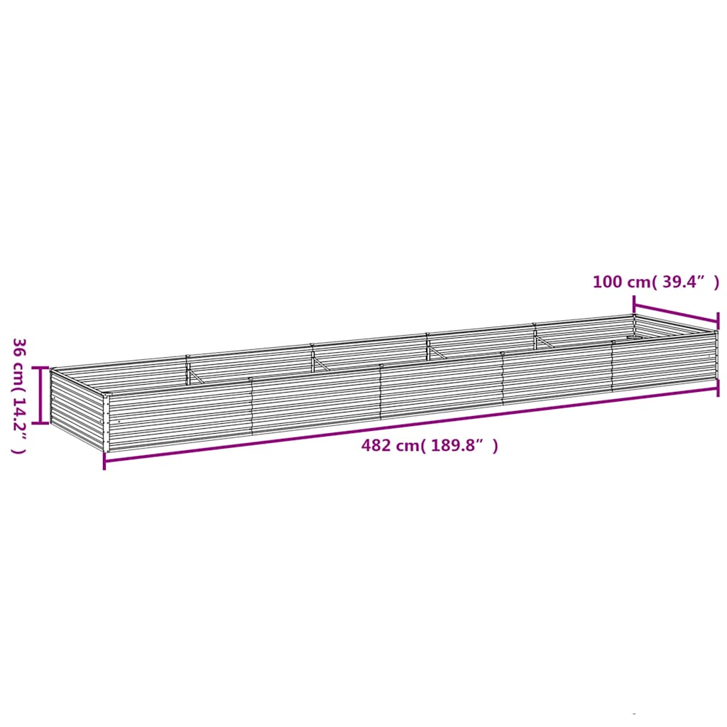 vidaXL Garden Raised Bed 482 x 100 x 36 cm