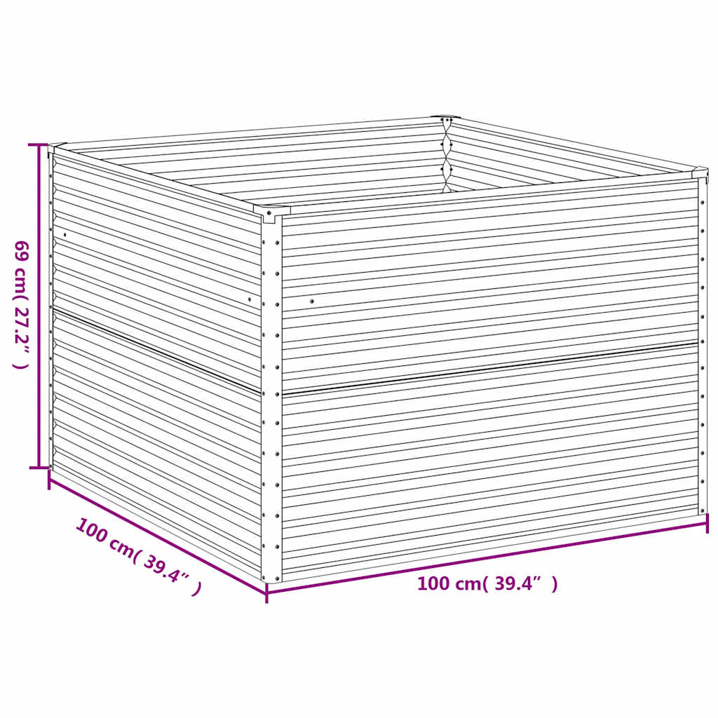 vidaXL Garden Raised Bed 100 x 100 x 69 cm Galvanised Steel