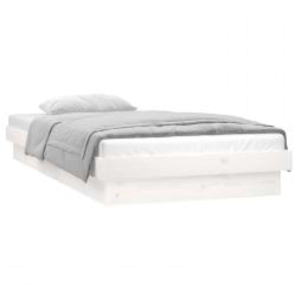 vidaXL LED Bed Frame without Mattress White 90x200 cm Solid Wood