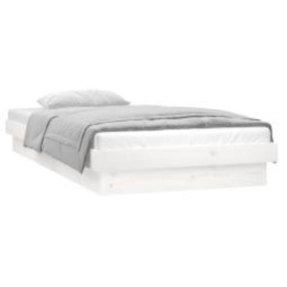 vidaXL LED Bed Frame without Mattress White 90x200 cm Solid Wood