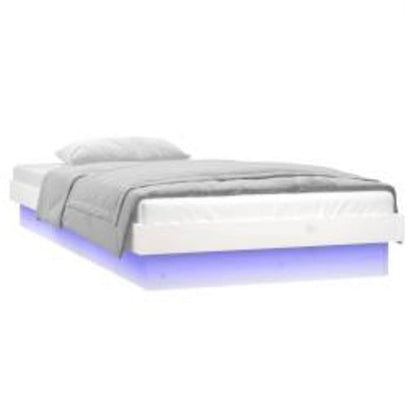 vidaXL LED Bed Frame without Mattress White 90x200 cm Solid Wood