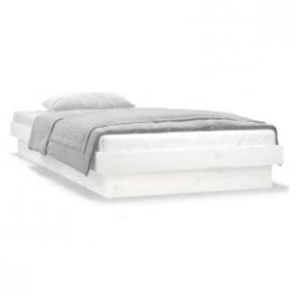 vidaXL LED Bed Frame without Mattress White 90x200 cm Solid Wood