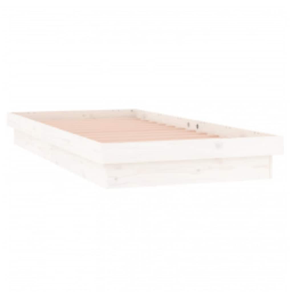 vidaXL LED Bed Frame without Mattress White 90x200 cm Solid Wood