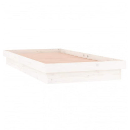 vidaXL LED Bed Frame without Mattress White 90x200 cm Solid Wood