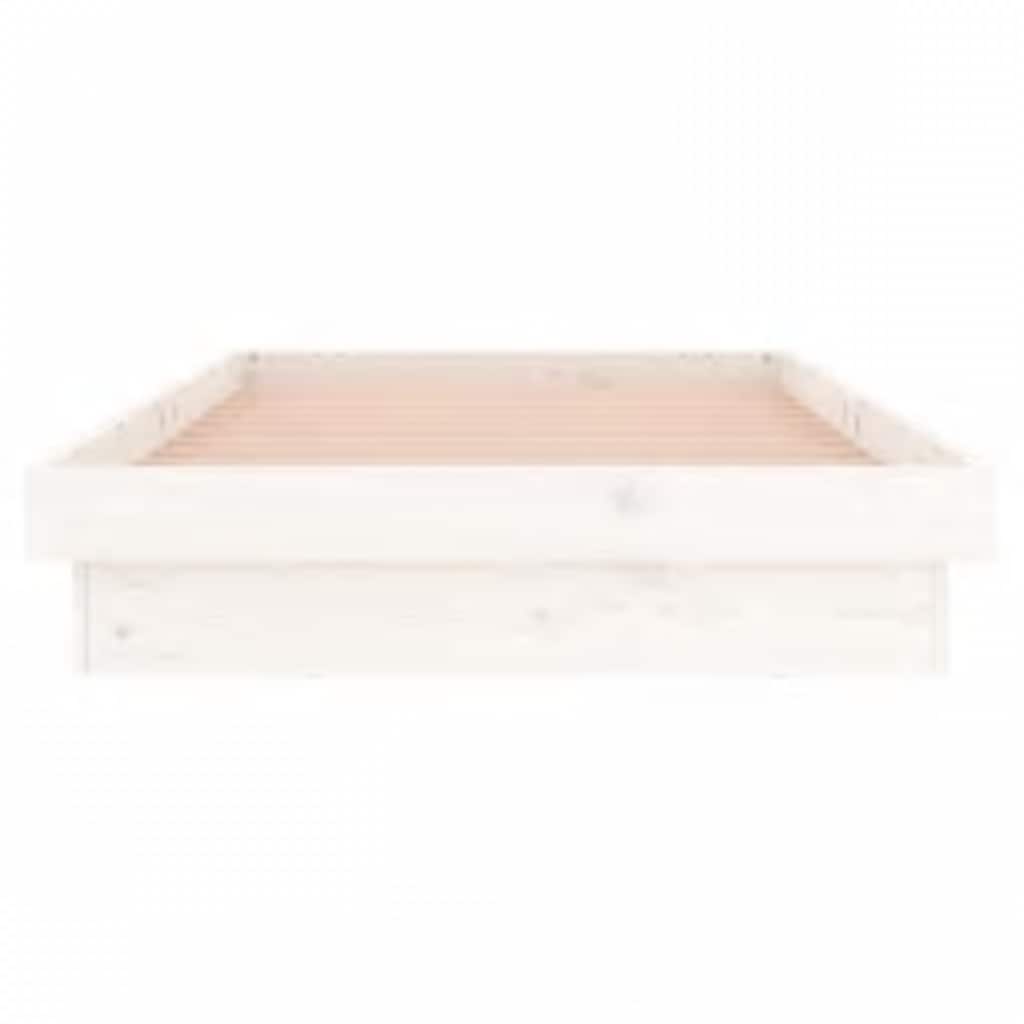 vidaXL LED Bed Frame without Mattress White 90x200 cm Solid Wood