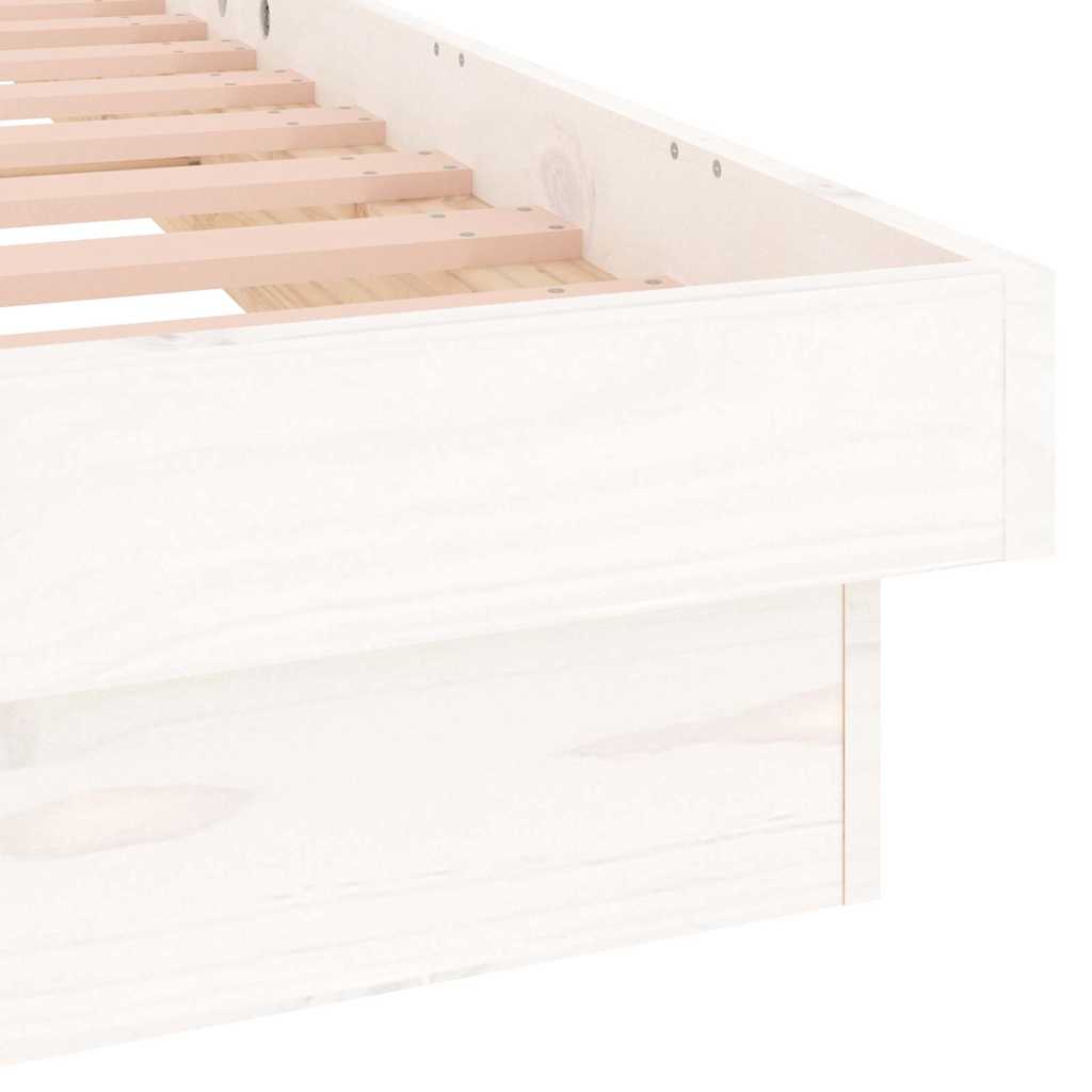 vidaXL LED Bed Frame without Mattress White 90x200 cm Solid Wood