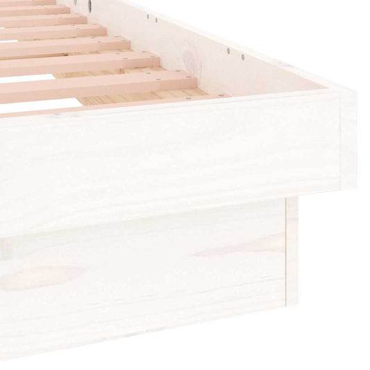 vidaXL LED Bed Frame without Mattress White 90x200 cm Solid Wood