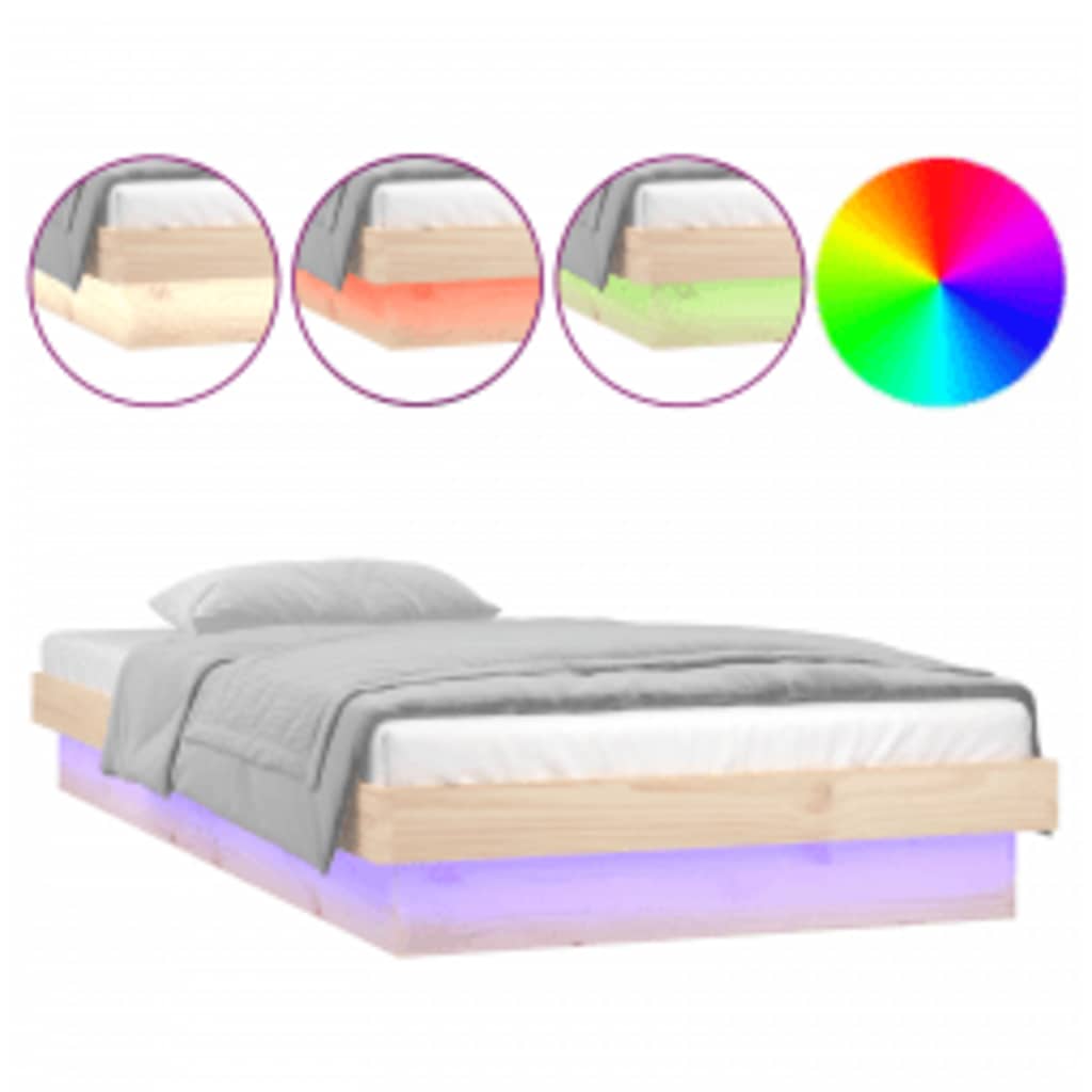 vidaXL LED Bed Frame without Mattress 100x200 cm Solid Wood