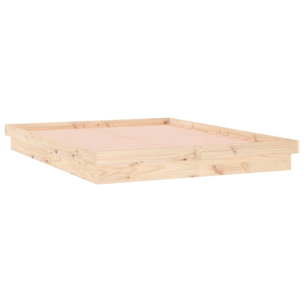 vidaXL Bed Frame | Natural wood with multi-colored LED lights