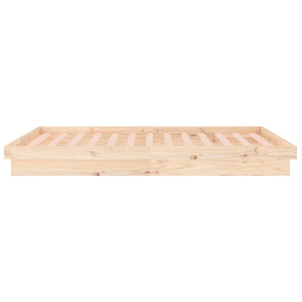 vidaXL Bed Frame | Natural wood with multi-colored LED lights