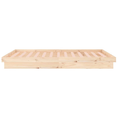 vidaXL Bed Frame | Natural wood with multi-colored LED lights