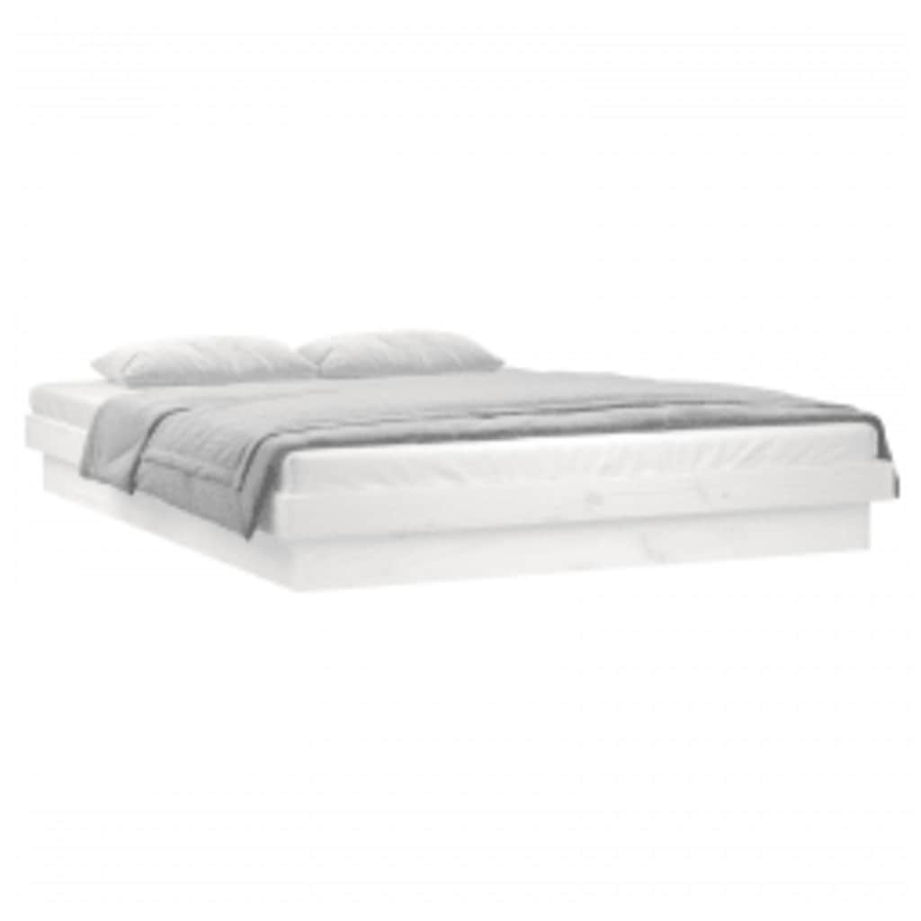 vidaXL LED Bed Frame without Mattress White 140x200 cm Solid Wood