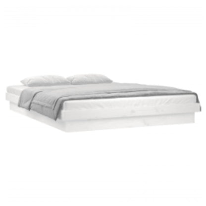 vidaXL LED Bed Frame without Mattress White 140x200 cm Solid Wood
