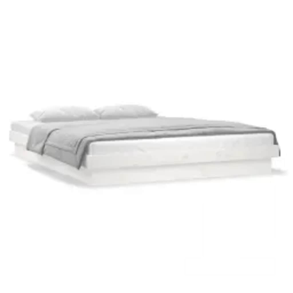 vidaXL LED Bed Frame without Mattress White 140x200 cm Solid Wood