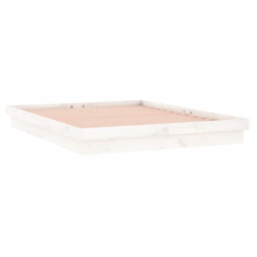 vidaXL LED Bed Frame without Mattress White 140x200 cm Solid Wood