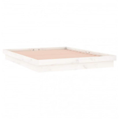 vidaXL LED Bed Frame without Mattress White 140x200 cm Solid Wood